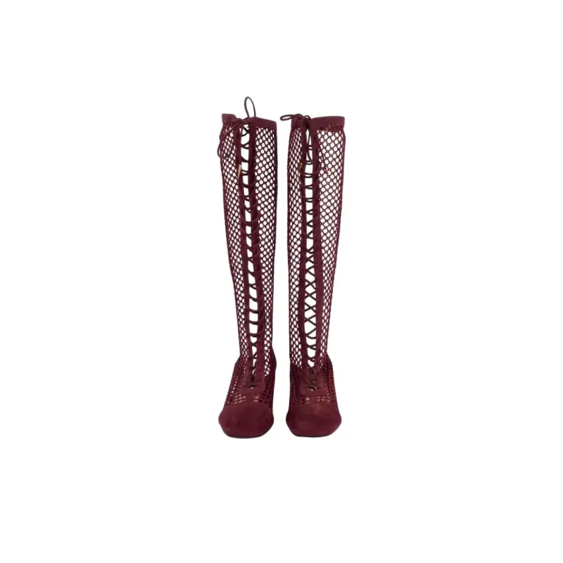 DIOR Naughtily-D Knee-high Boots Women's Burgundy-2