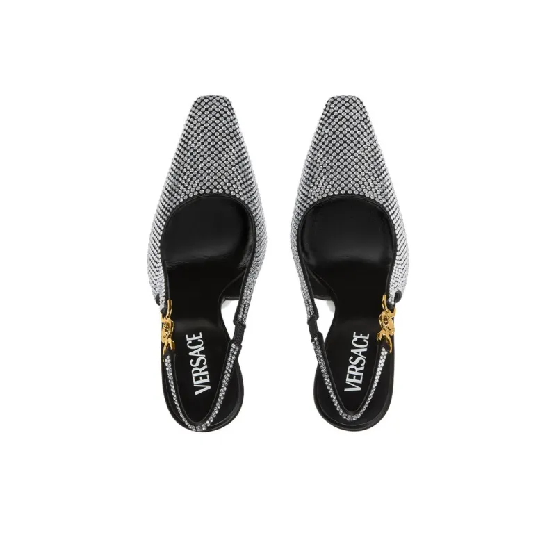 VERSACE Crystal-embellished Medusa 95' Slingback Pumps-3