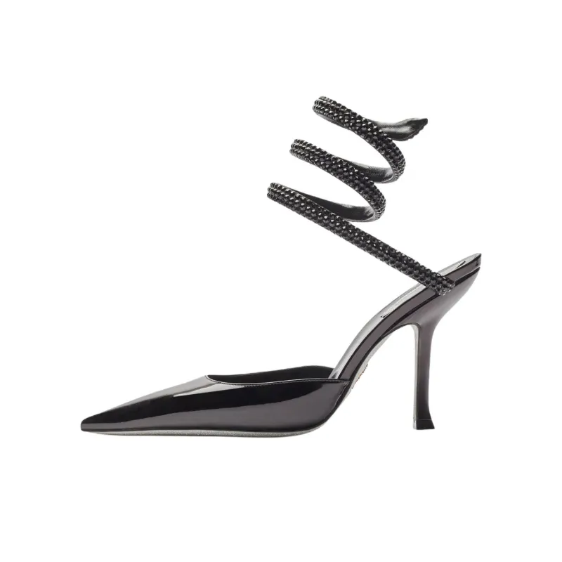 RENE CAOVILLA Cleo Slim Heel High Heels 10.5cm Women's Black-0