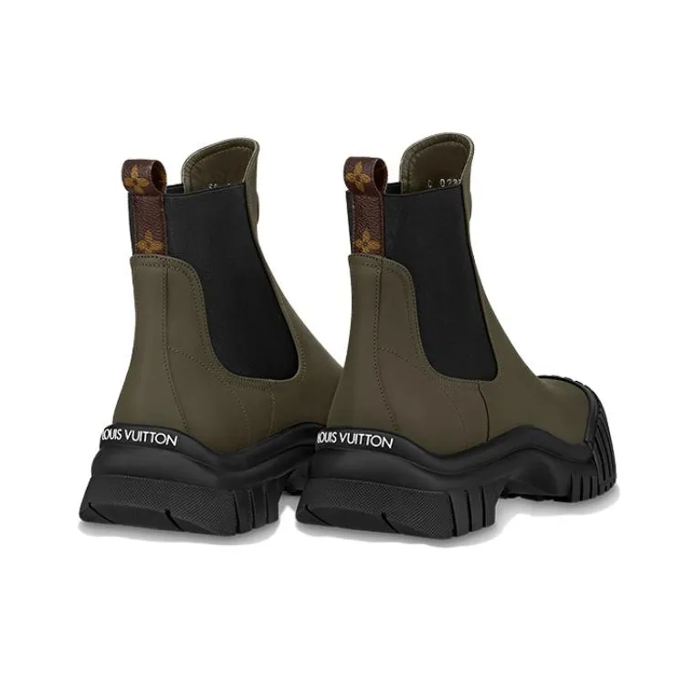 LOUIS VUITTON Ruby Crew Chelsea Boots Women's Khaki Green-3