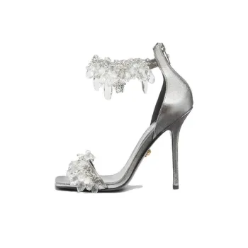 VERSACE Slim Heel High Heels 11.5cm Women's White Silver