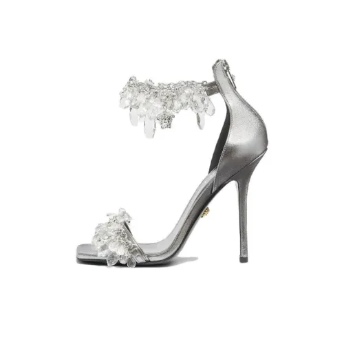 VERSACE Slim Heel High Heels 11.5cm Women's White Silver
