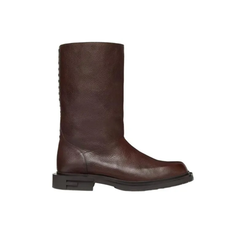 FENDI Frame Round Toe Boots-1