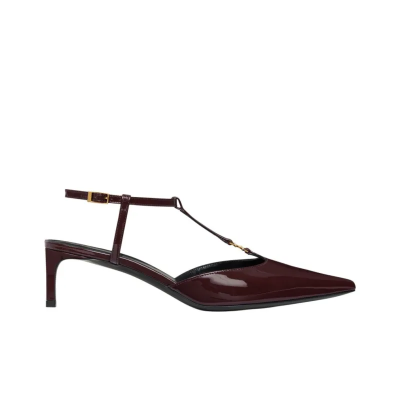 CELINE Kitten Slim Heel High Heels 5cm Women's Red-1