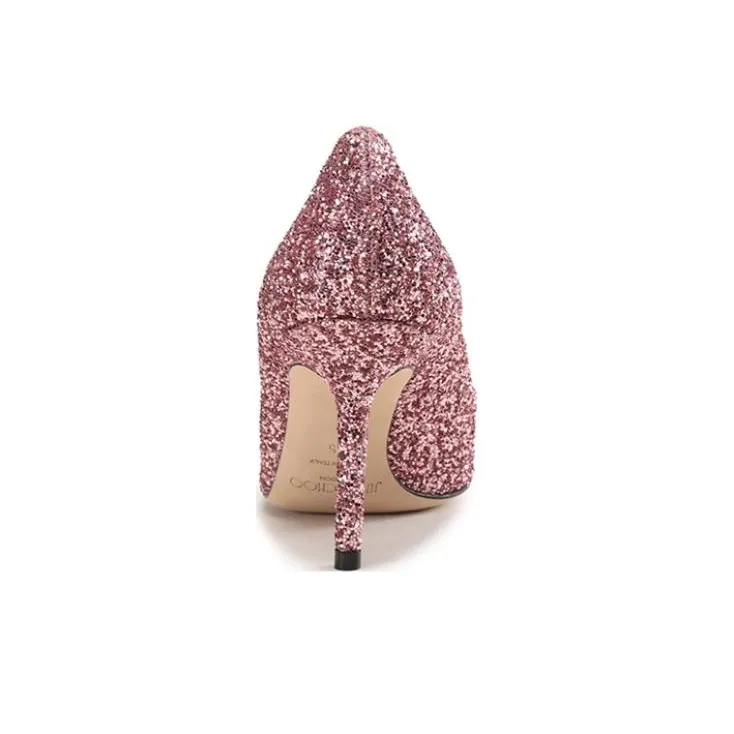 Jimmy Choo LOVE Slim Heel High Heels 8.5cm Women's Pink-5