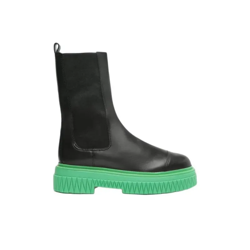 Schutz Short Chelsea Boots 5cm Women's Black Green-1