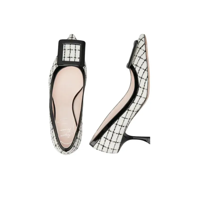 Roger Vivier Viv' In The City Irregular Heel High Heels 6.5cm Women's Black White-4