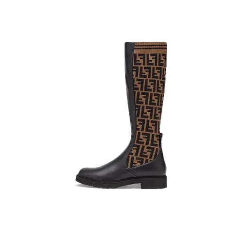 FENDI FF Rockoko Leather Boot 'Black Tabacco'