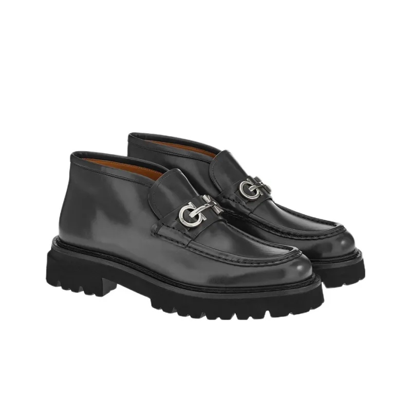FERRAGAMO Wallabee Ankle Boots Men's Black-2