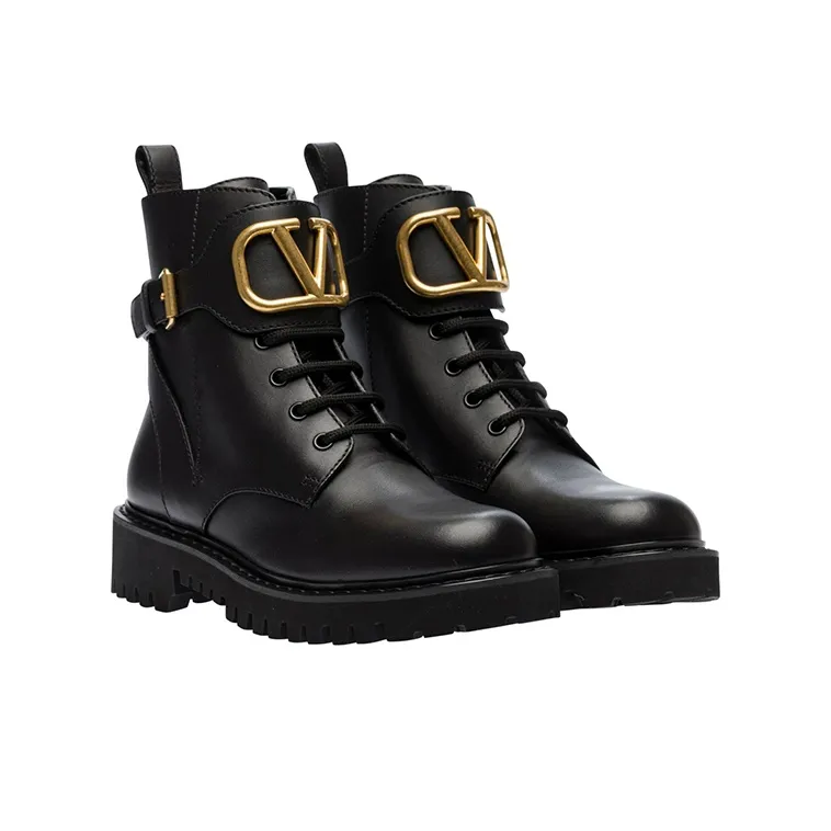 Valentino Vlogo Fashion Casual Ankle Boots Women's Black-3