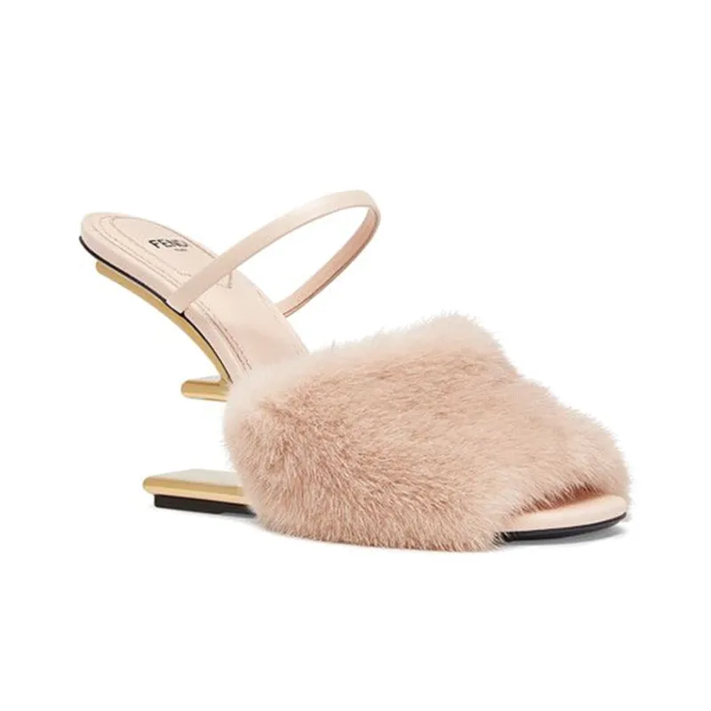 FENDI First Irregular Heel High Heels 9.5cm Women's Pink-2