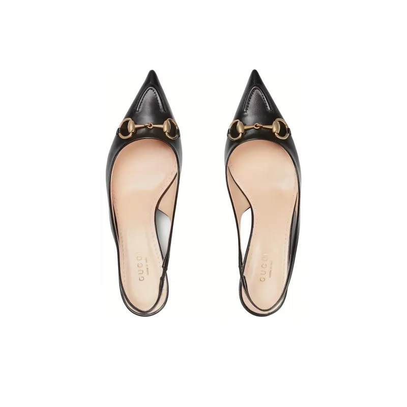 GUCCI Horsebit Cone Heel High Heels 4.5cm Women's Black-3