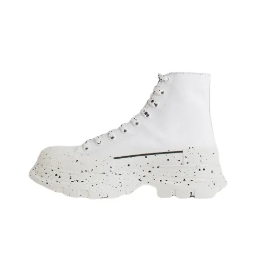 Alexander McQueen Paint Tread Slick High Sneakers 'White Black'