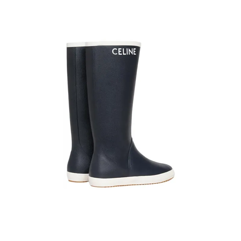 CELINE Les Bottes De Pont Knee-high Boots Women's Marine Blue-3