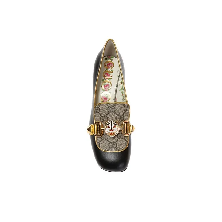 GUCCI Leather And GG Supreme Mid-heel Pumps-3