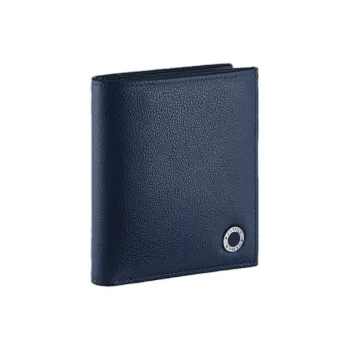 BVLGARI Calfskin Wallet Small Size Men's Blue