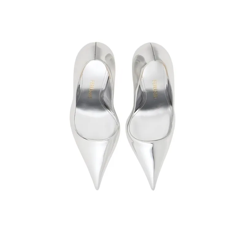 FERRAGAMO High Heels 10.5cm Women's Silver-4