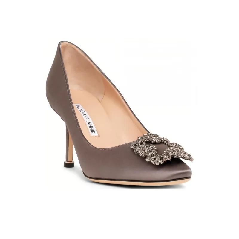 MANOLO BLAHNIK Hangisi 70 Slim Heel High Heels 7cm Women's Gray-2