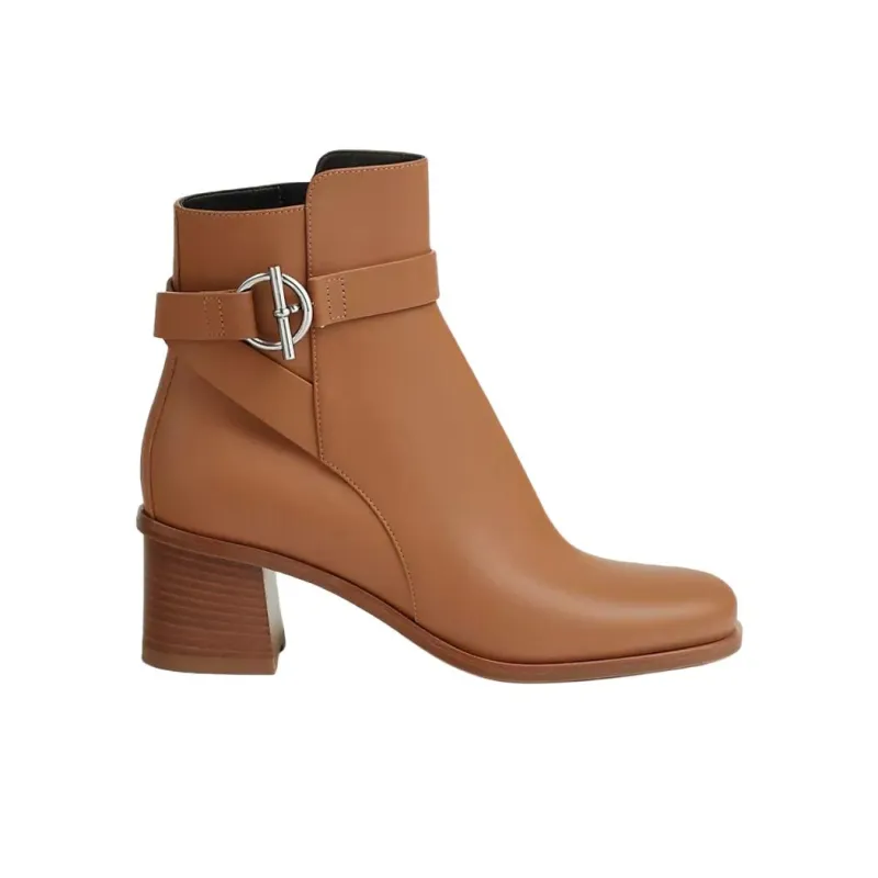 HERMES Jill Ankle Boots 6cm Women's Brown-1