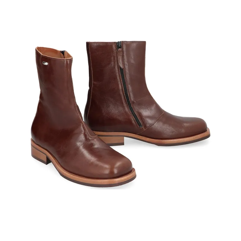OUR LEGACY Square-toe Ankle Leather Boots-2