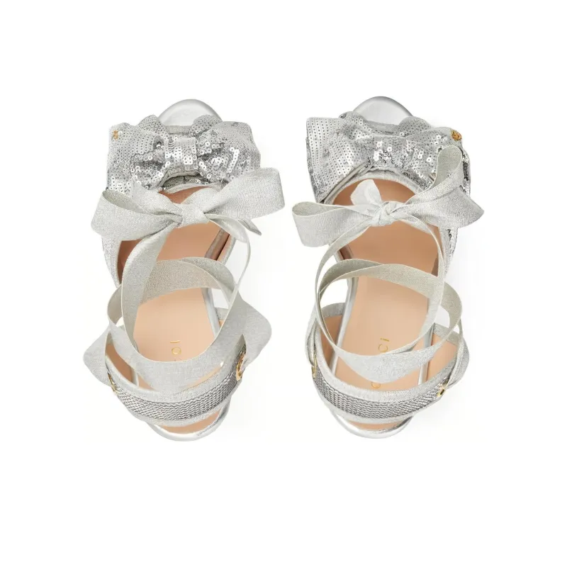 GUCCI Wedge Heel High Heels 9.4cm Women's Silver-2