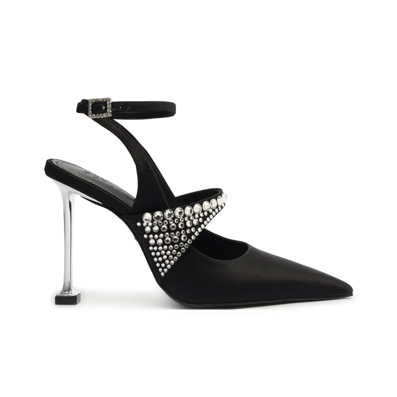Schutz Louise Flared Heel High Heels 10cm Women's Black-1