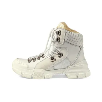 GUCCI Flashtrek Fur Lined Sneaker White Black Red Women's