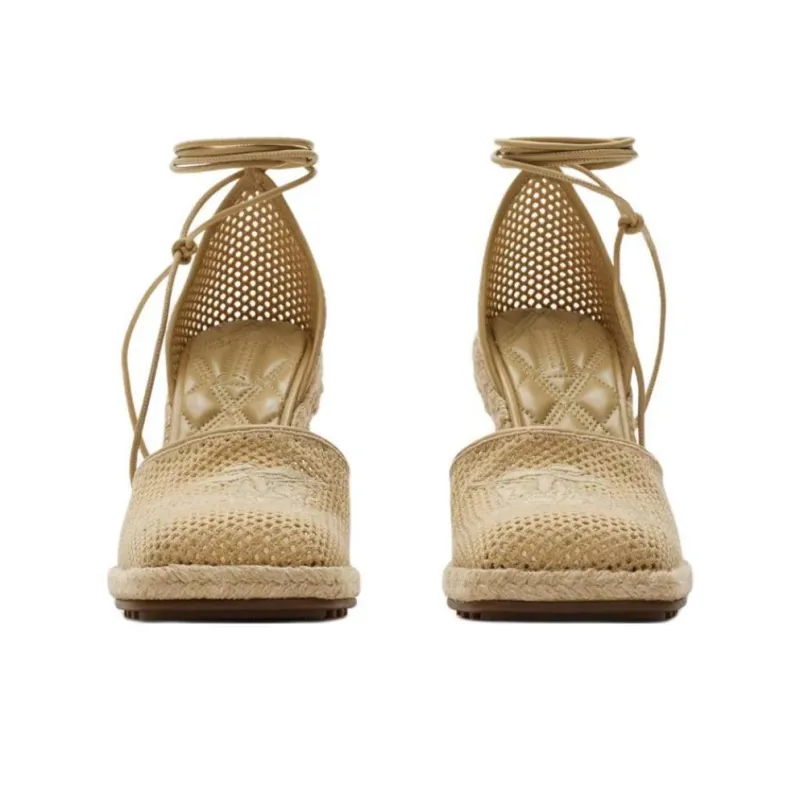 Burberry Field Wedge Heel High Heels Women's Yellow-2