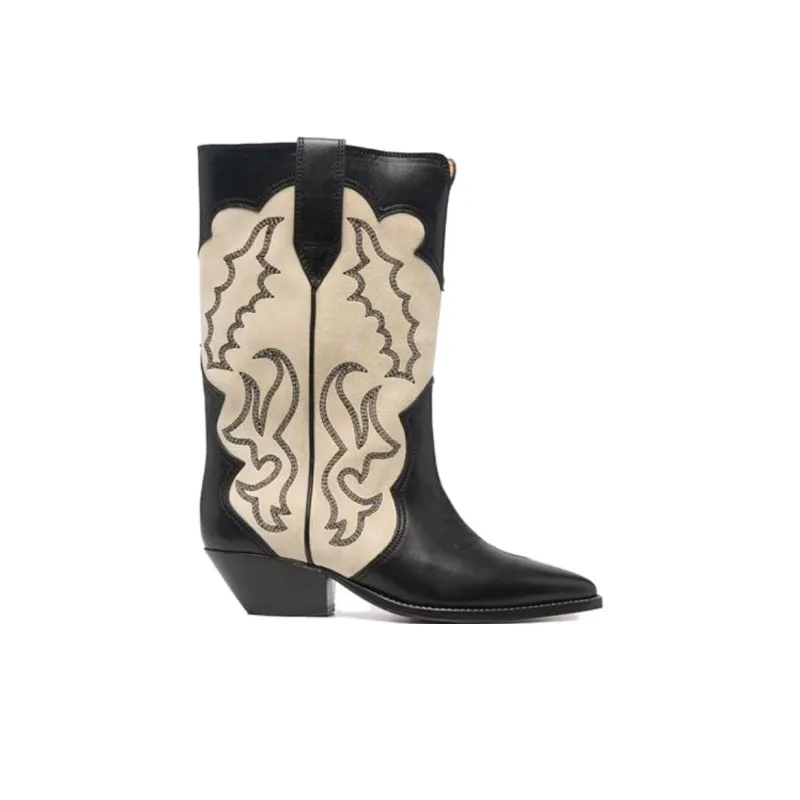 ISABEL MARANT 40mm Two-tone Leather Western Boots-1