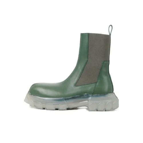 RICK OWENS/RO Beatle Bozo Short Chelsea Boots Men's Green