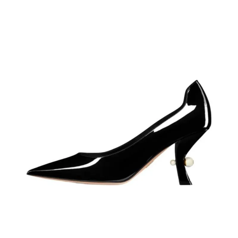 DIOR Tribales Irregular Heel High Heels 8cm Women's Black-0