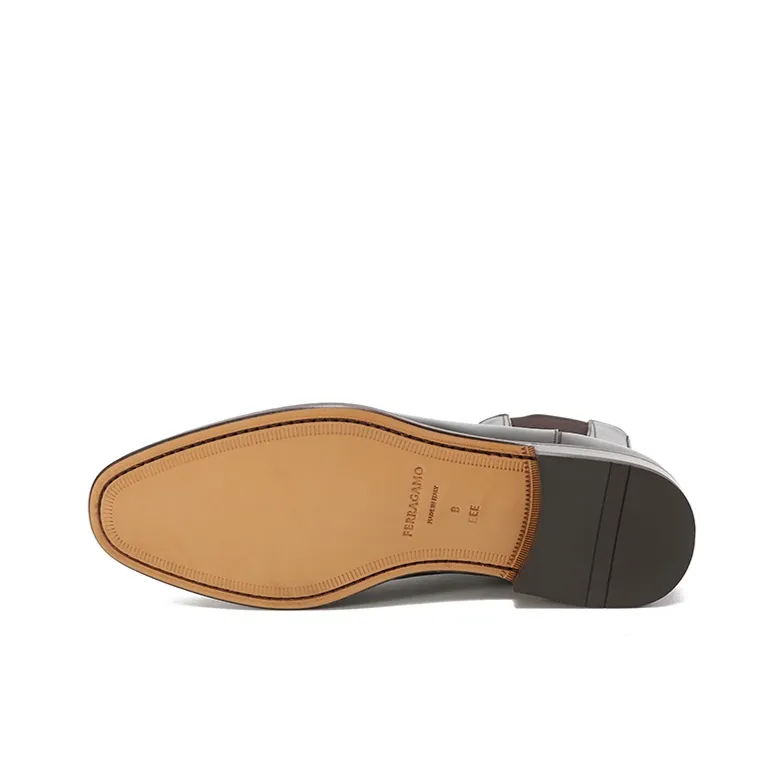 FERRAGAMO FALCO Short Chelsea Boots Men's Dark Coffee-4
