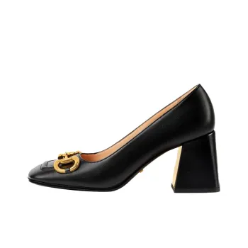 GUCCI Horsebit 75mm Pump Black Leather Women's