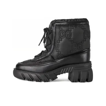 GUCCI GG Abrasion Resistant Short Outdoor Boots 6cm Women's Black