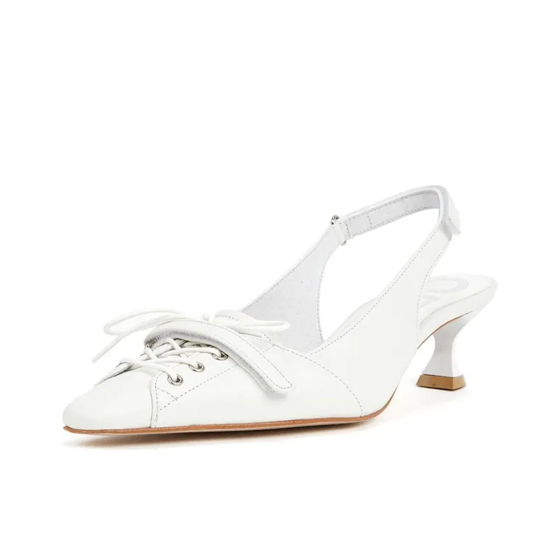 Open Yy Spool Heel High Heels Women's White-2