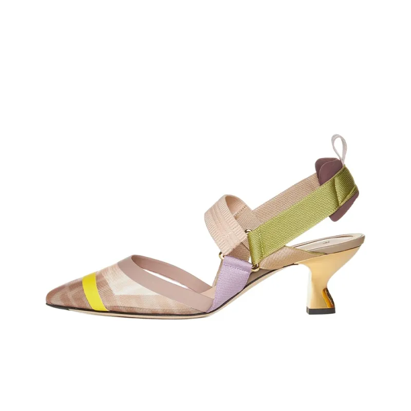FENDI Chunky Heel High Heels 5.5cm Women's Pink-0