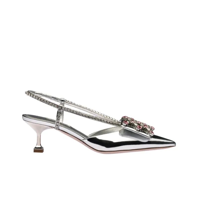MIU MIU Cone Heel High Heels 5.5cm Women's Silver-1