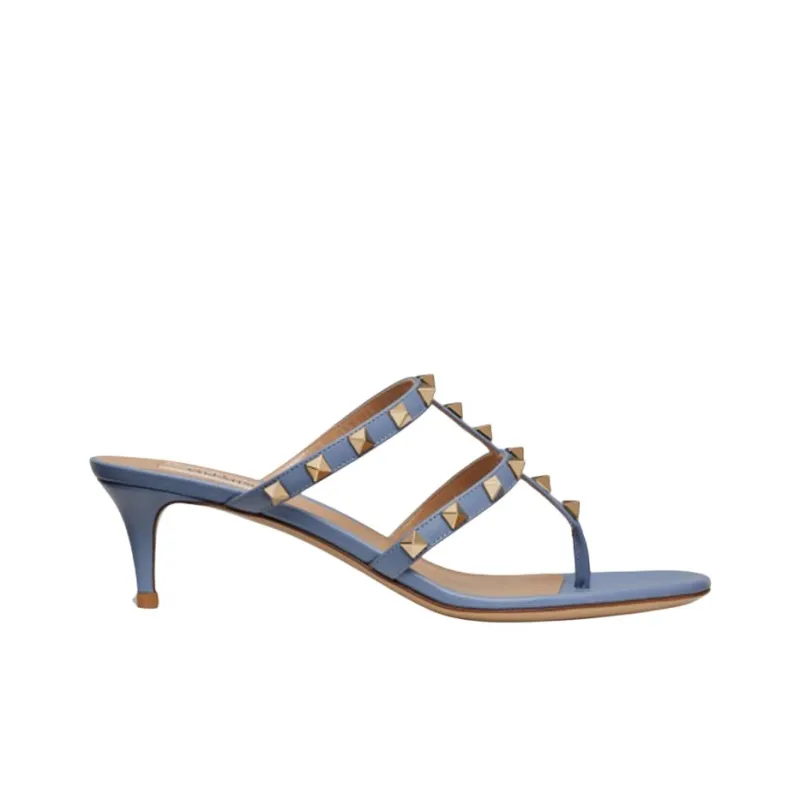 Valentino Rockstud Slim Heel High Heels 5cm Women's Blue-1