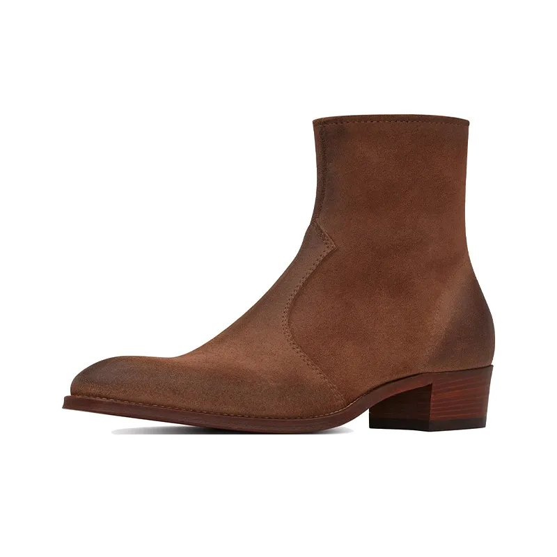 SAINT LAURENT Wyatt Ankle Boots Men Vintage Brown-2