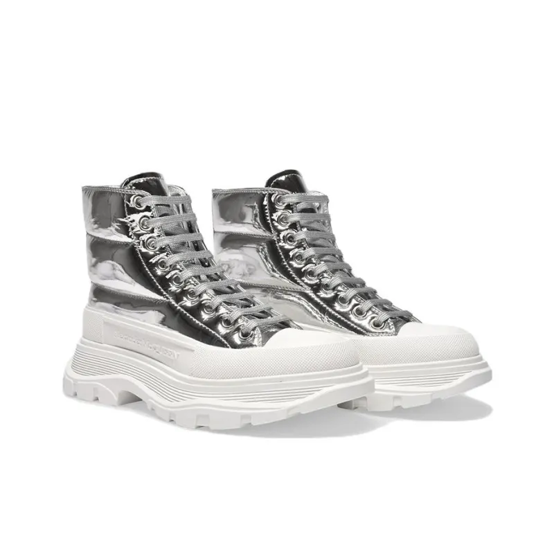 Alexander McQueen Tread Slick Boots Silver Women's-2