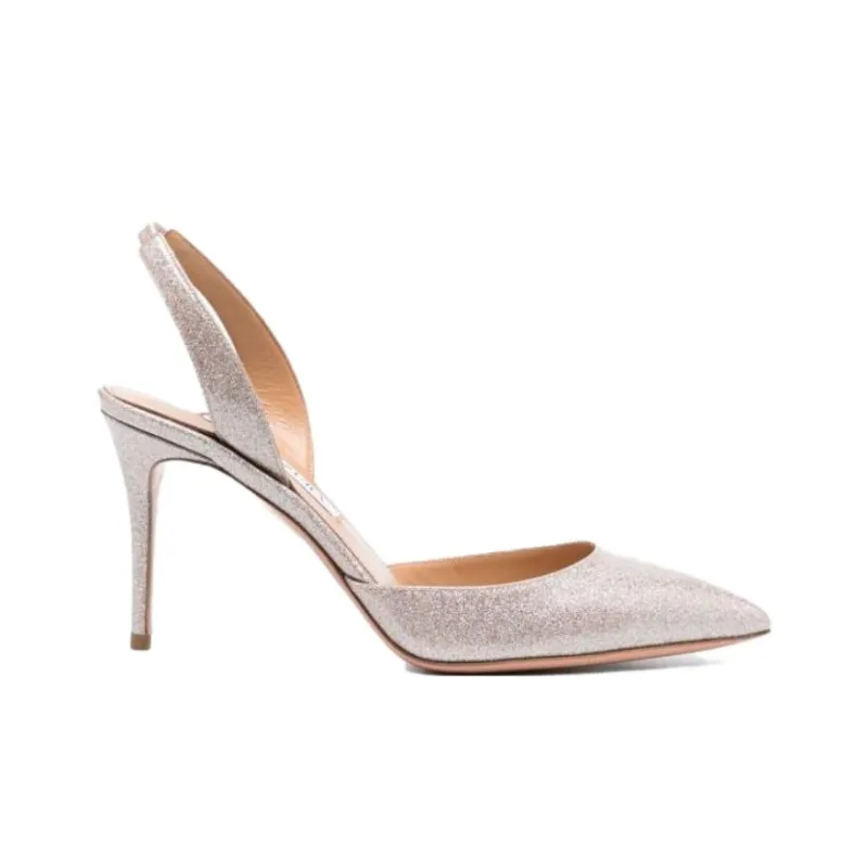 AQUAZZURA Glitter 90mm Faux-leather Slingback Pumps-1