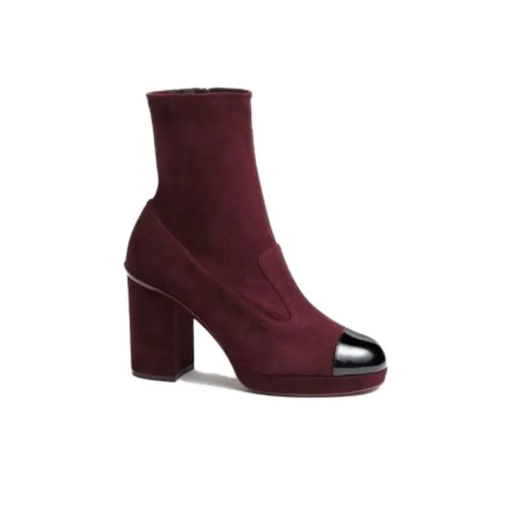 CHANEL Ankle Boots Women's Burgundy-1