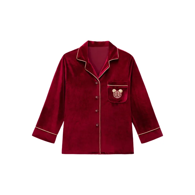 Shanghai Story Pajama Set Unisex 2 Piece Set Burgundy-10