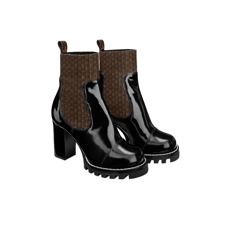 LOUIS VUITTON Star Trail Ankle Boots 8.5cm Women's Black-2