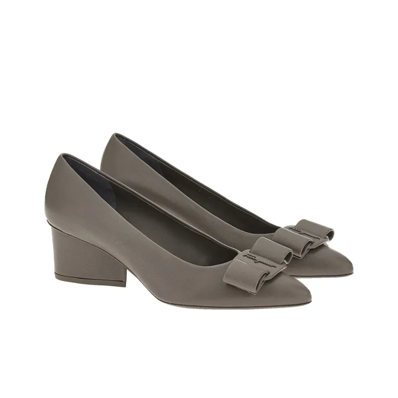 FERRAGAMO Viva Chunky Heel High Heels 5.5cm Women's Dark Gray-2