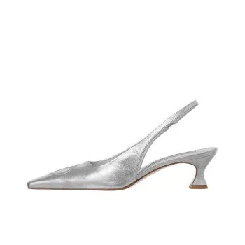 Open Yy Chunky Heel High Heels 4.5cm Women's Silver