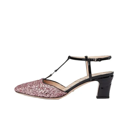 GUCCI Double G Chunky Heel High Heels 5.3cm Women's Pink