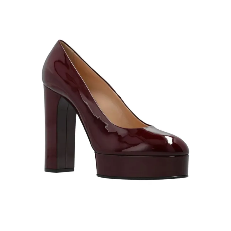 Casadei Tiffany Chunky Heel High Heels 13cm Women's Burgundy-2