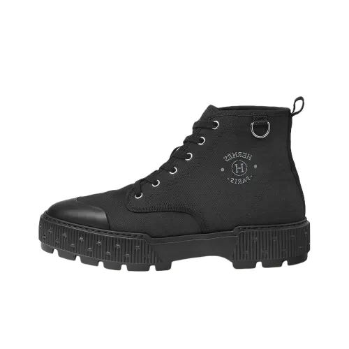 HERMES Ankle Boots 3cm Men's Black