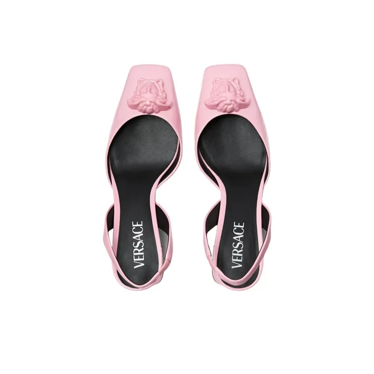 VERSACE La Medusa Chunky Heel High Heels Women's Pink-3
